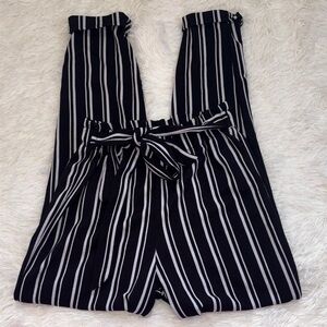 No Comment Striped Pants - Black/White